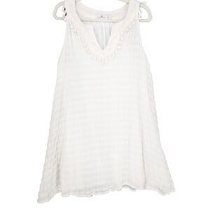 Vineyard Vines St Barths Tassel Stretch White Cotton Dress Preppy Coastal Large
